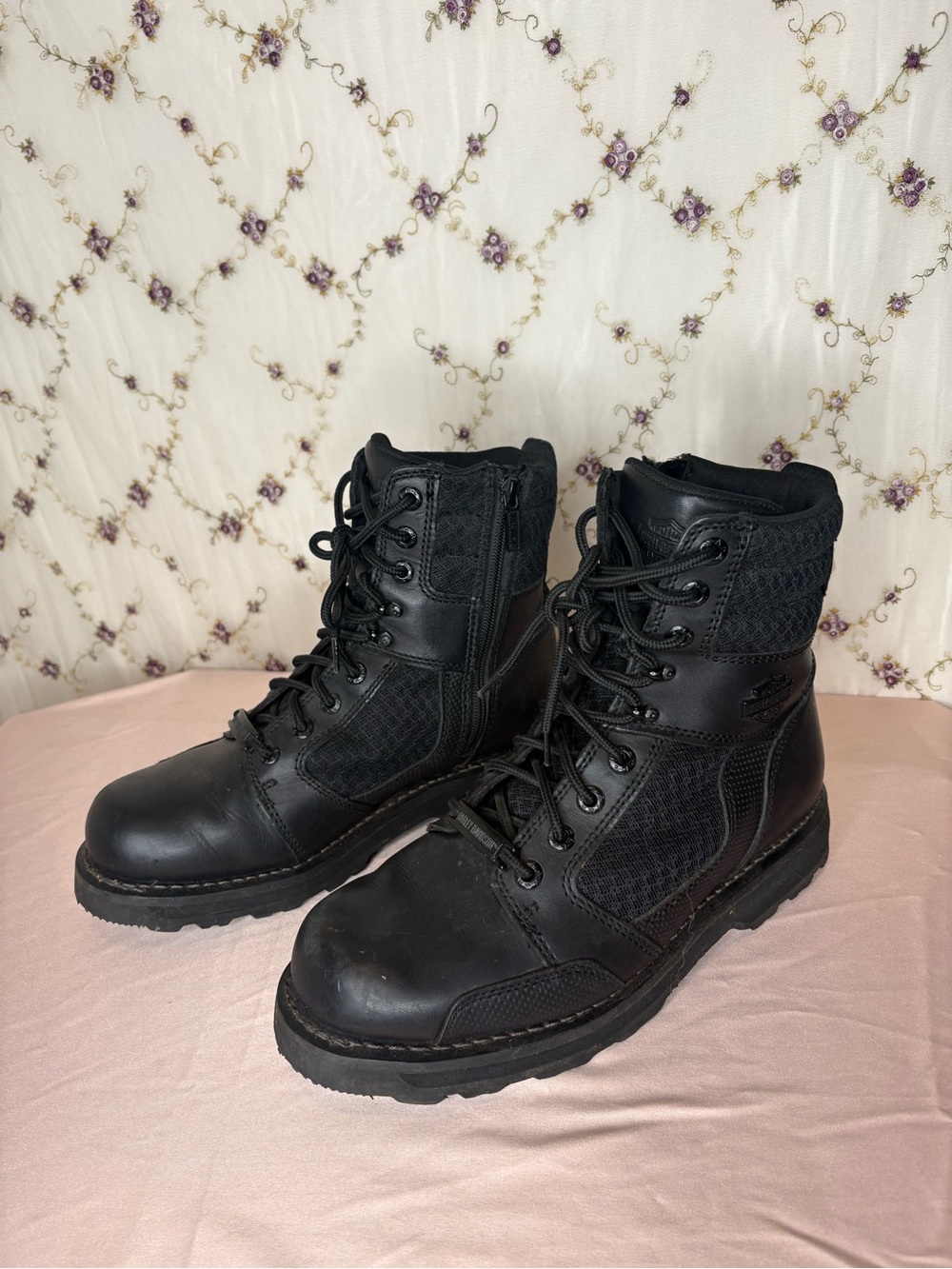 Harley-Davidson Black Lace-Up Motorcycle Boots
